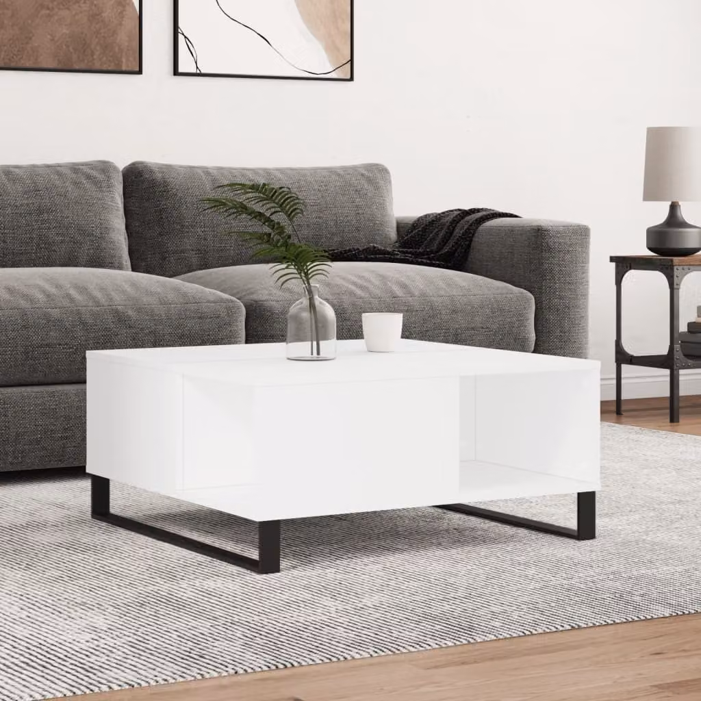 Maison Exclusive - Tavolino bianco 80x80x36,5 cm Materiale ligneo