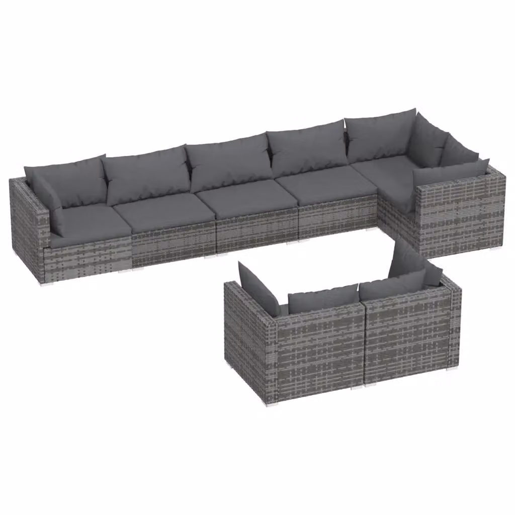 Set di Divani da Giardino a Forma di U vidaXL in Polyrattan Grigio Antracite con Cuscini Inclusi – 2
