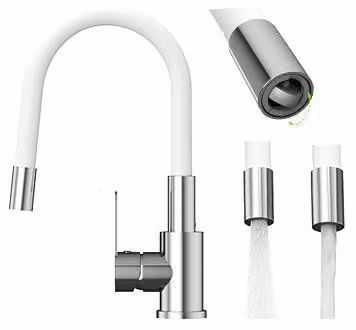 Granitan - Miscelatore cucina - Rubinetto cucina - Miscelatore lavello bianco - 2 getti - GRADO PLUS