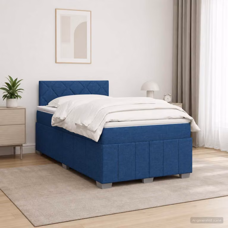 Maison Exclusive - Letto boxspring con materasso e testiera blu 120 x 200 cm Tessuto