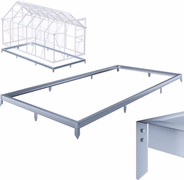 Fondazione per serra Gardebruk in acciaio zincato argento L/P/H: 380 x 190 x 12 cm – 1