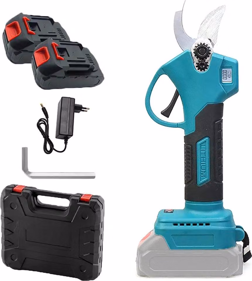 Potatore elettrico per rami - Potatore da giardino a batteria, 800 W - Motore brushless - Capacità di taglio: 25 mm - 2 velocità - 2 batterie, spina di tipo EU