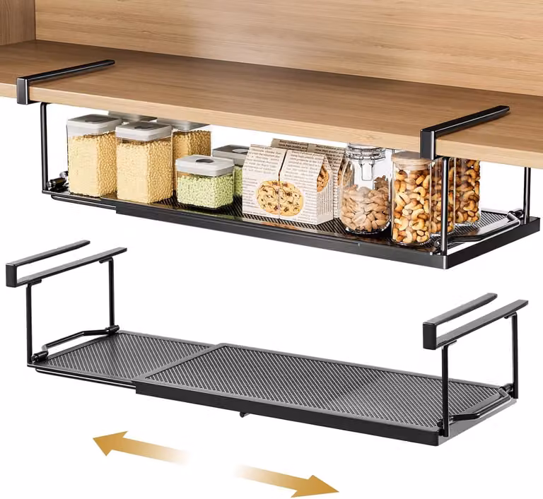 Struttura in metallo, divisa in due parti, regolabile da 38 a 70 cm, ideale per l'organizzazione della cucina