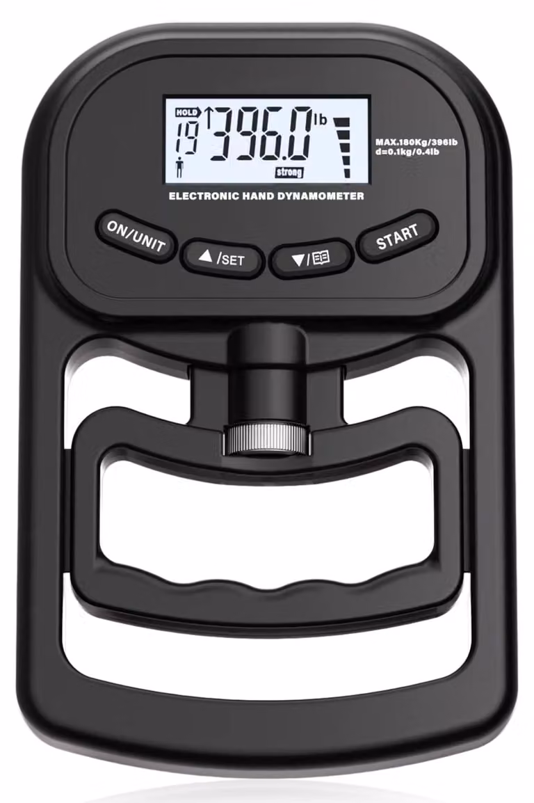 Dinamometro digitale manuale, portata 180 kg, portatile, display LED, interfaccia USB, colore nero