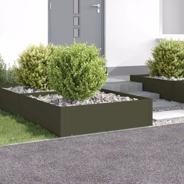 Bordura per Prato 4 pz 100 x 100 x 35 cm Acciaio Verde Oliva 8008980