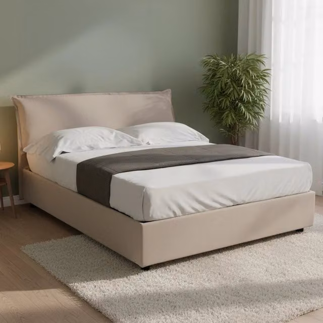 Letto Matrimoniale Amilcaren Talamo Italia con Materasso Incluso, Grigio, L/P/H: 160 x 200 x 95 cm