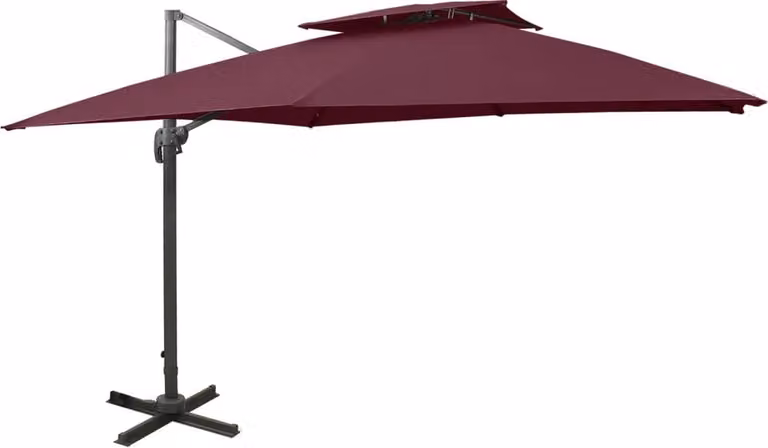 Maison Exclusive - Ombrellone a braccio con sistema di ventilazione 300x300 cm, rosso bordeaux