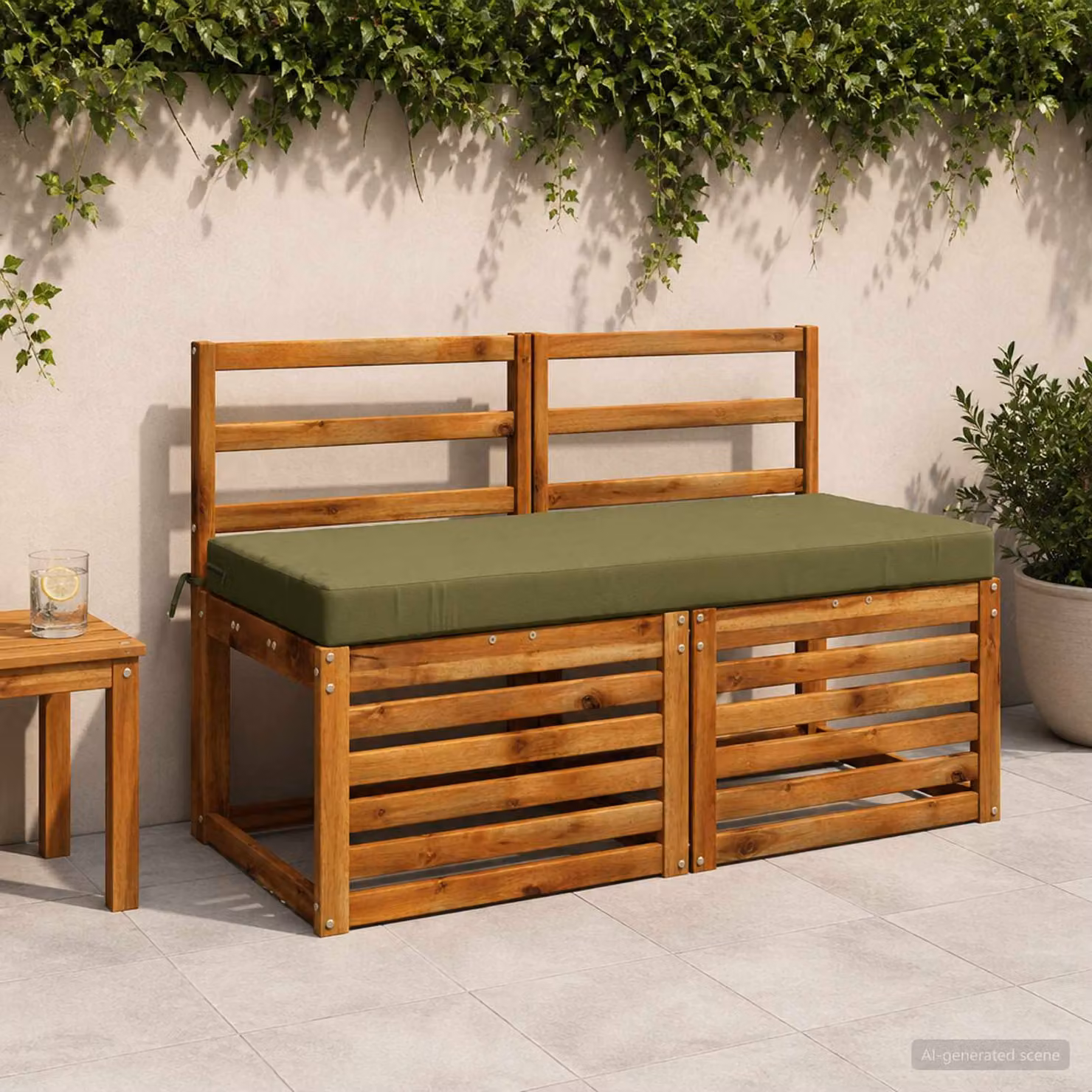 Set di 2 cuscini per panchina vidaXL SOEST verdi in poliestere con rivestimento rimovibile e resistente ai raggi UV