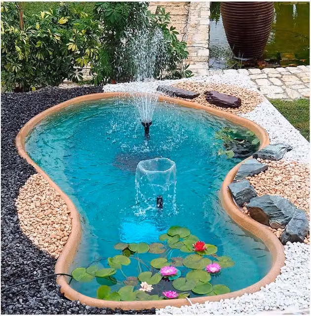 Laghetto da giardino preformato Perle d'Acqua a forma di rene in vetroresina colore turchese con capacità di 220 litri