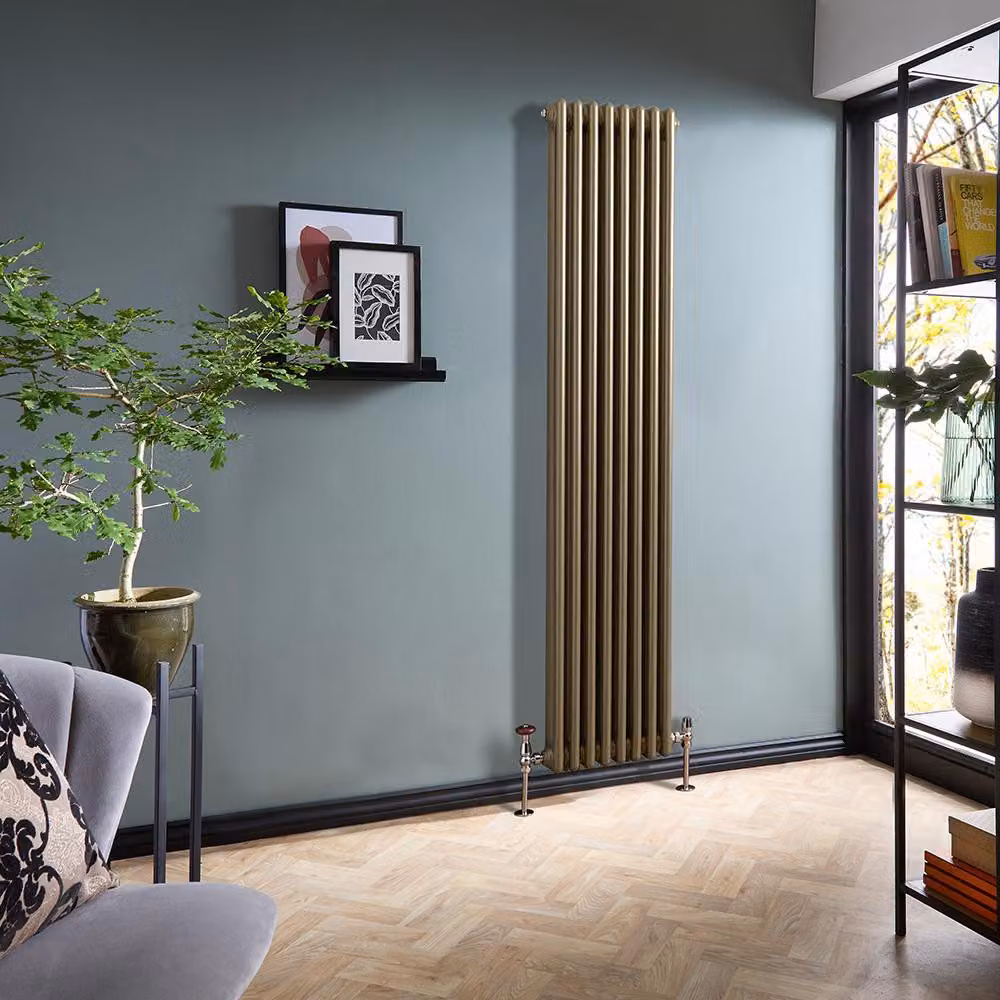 Radiatore Tradizionale Verticale a Doppia Colonna - Ottone Naturale - 1800mm x 380mm - Regent