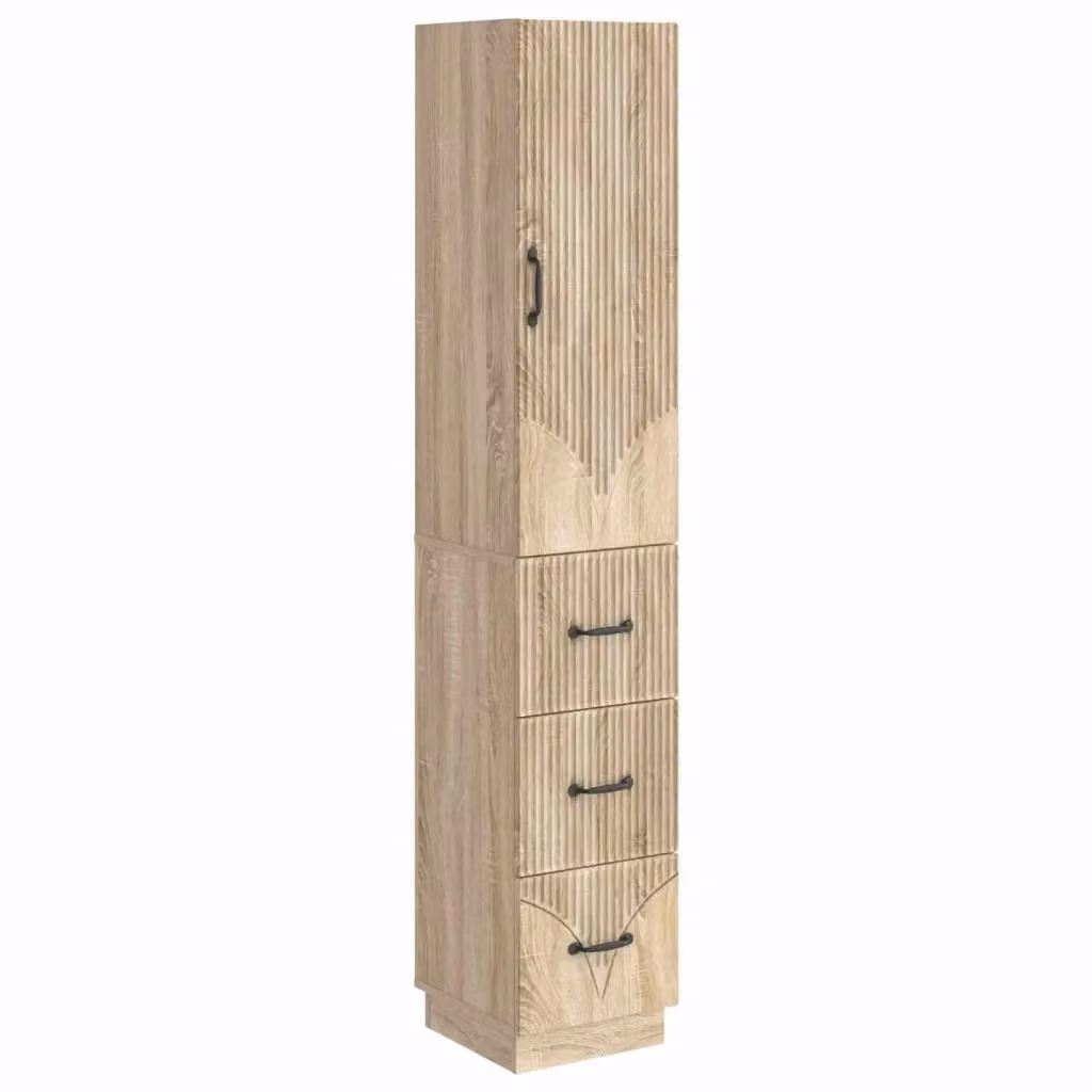 Set di 2 armadi moderni vidaXL in legno e metallo, colore marrone e beige, con ante scorrevoli e ripiani interni, L/P/H: 33 x 34,5 x 87 cm – 2