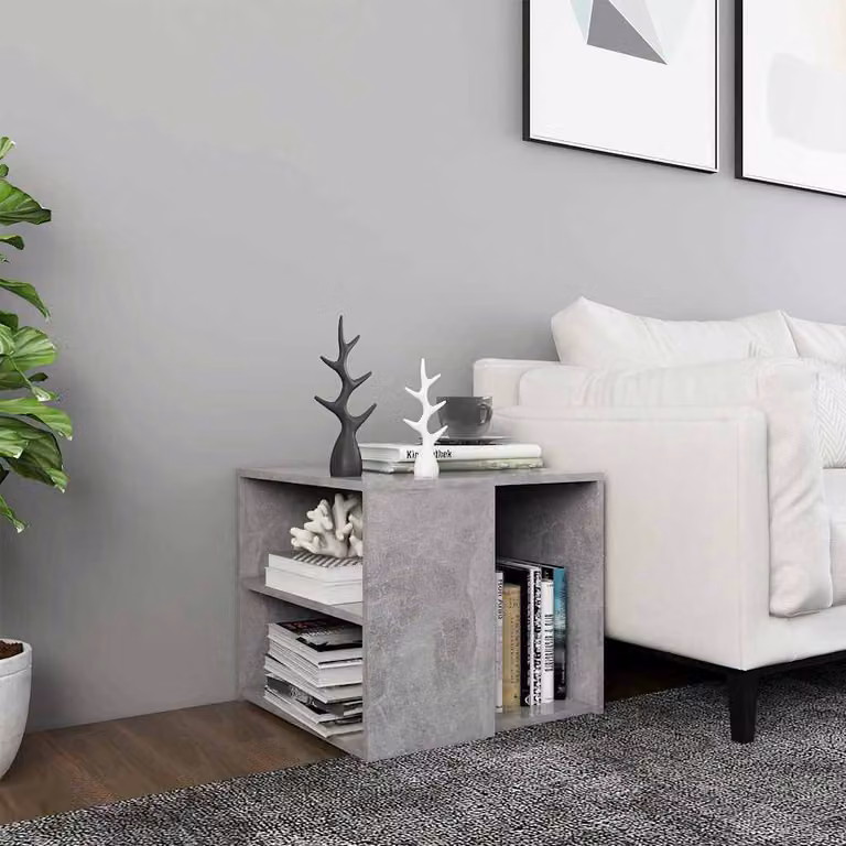 Tavolino quadrato moderno vidaXL in composito grigio L/P/H: 50 x 50 x 45 cm