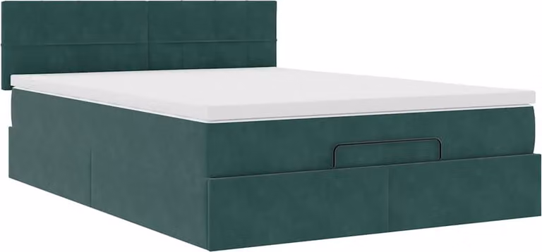 Struttura Letto Pouf con Materasso 140x200 cm in Velluto