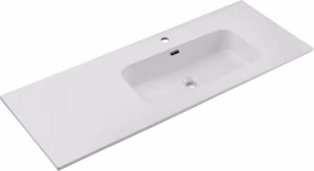 Lavabo da incasso ESSEN 120 cm in ceramica bianca lucida spostato a destra