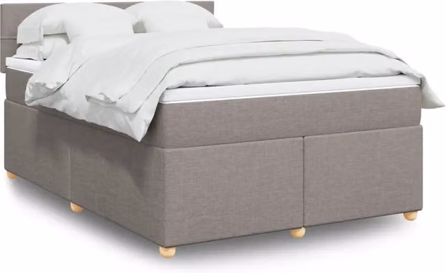 Letto con Giroletto a Molle e Materasso Ibrido vidaXL in Tessuto Beige e Grigio L/P: 160 x 200 cm