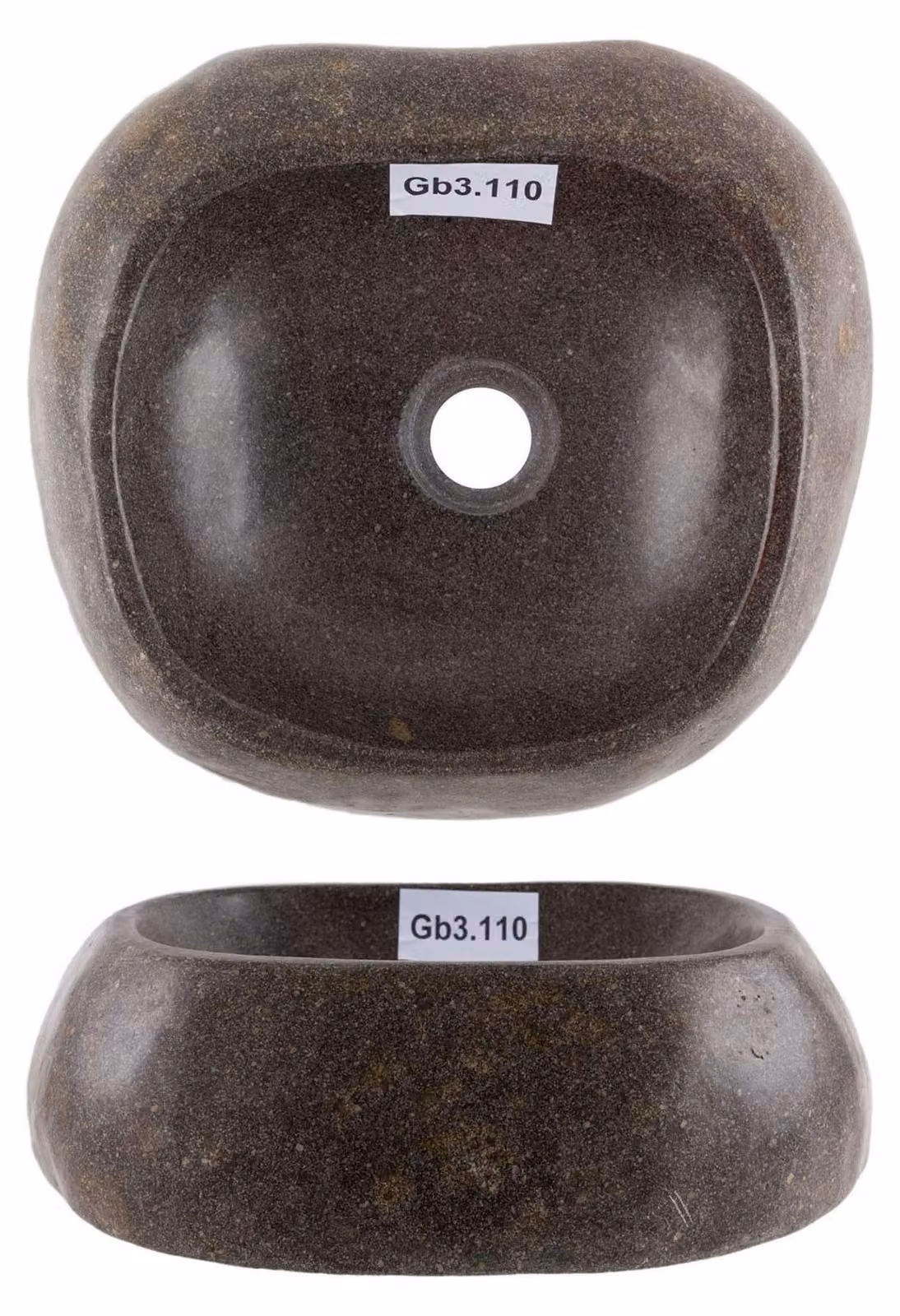 Lavabo da appoggio in pietra naturale, forma ovale, grigio, 40 cm