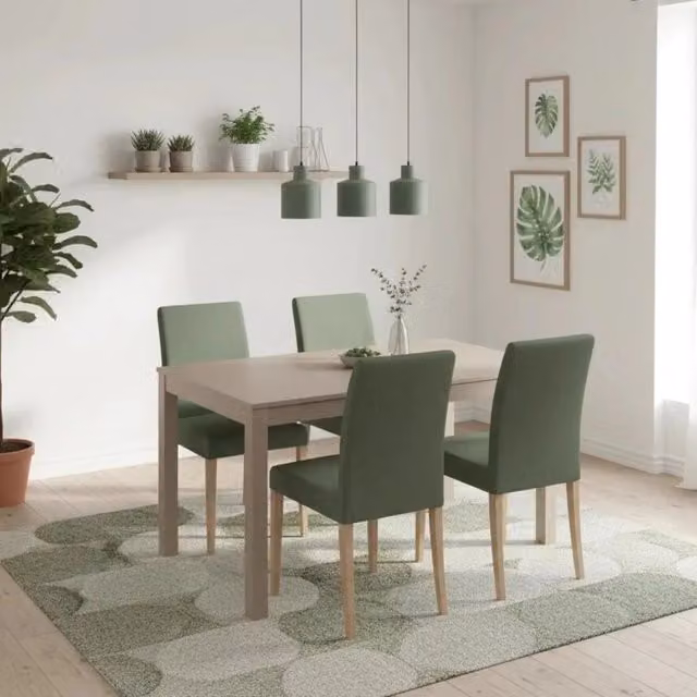 Tavolo da pranzo rettangolare allungabile Belfort Duzzle color beige con finitura opaca e dettagli in legno, L: 130-210 cm, P: 80 cm, H: 76 cm – 1