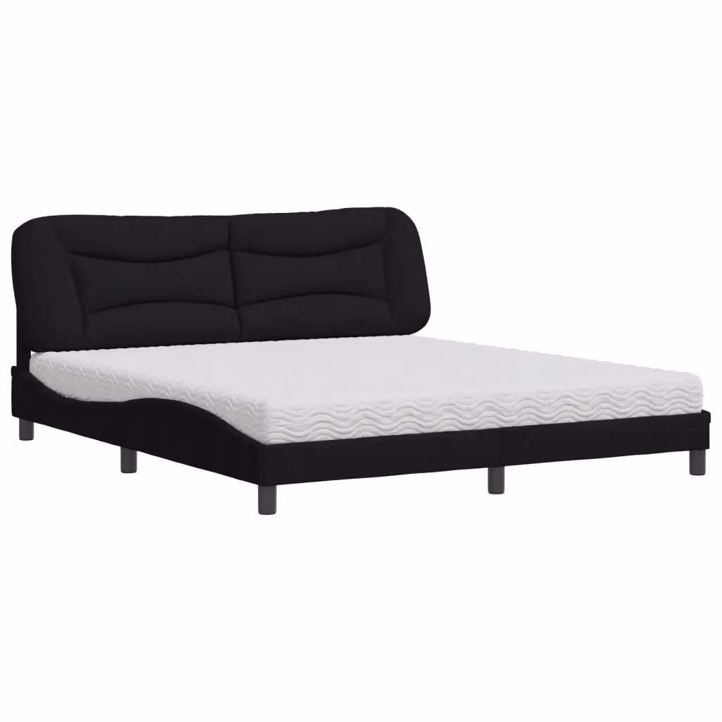 Letto con Materasso Hvar vidaXL in Tessuto Nero L: 180 cm, P: 200 cm, H: 185 cm – 2