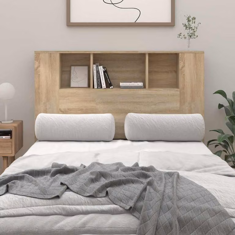 Testiera con scomparti e ripiano integrato vidaXL in Rovere Sonoma, L 120 x P 18,5 x H 102,5 cm