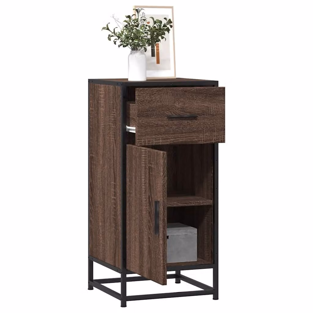 Credenza stile industrial vidaXL in legno e metallo, colore marrone, L 35,5 cm x P 35 cm x H 76 cm