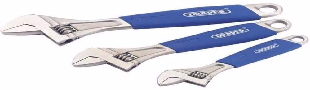 Set di chiavi regolabili a becco, 3 pezzi, 150/200/250 mm, colore blu