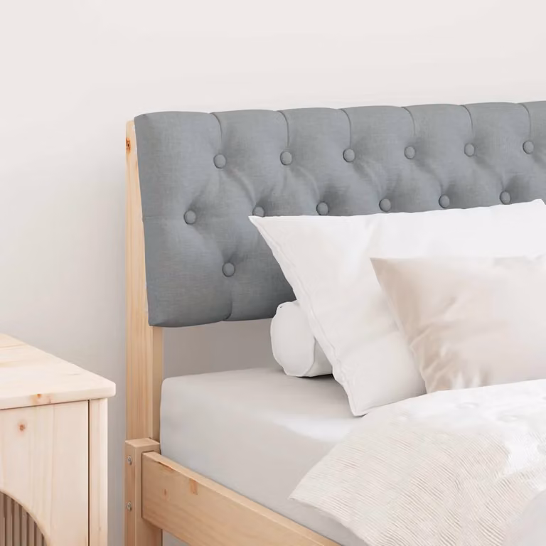 Testiera imbottita vidaXL in pino massello Grigio chiaro, Larghezza: 90 cm
