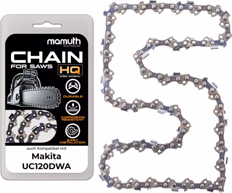 Catena motosega da 25 cm, 1,3 mm, 1/4", 60 maglie, compatibile con Makita UC120DWA