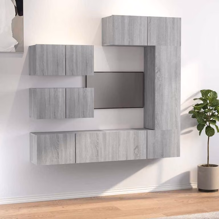 vidaXL Set di Mobili Porta TV 6 pz Grigio in Legno e MDF