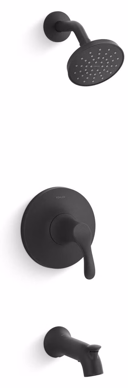 Set di rubinetti e miscelatori per bagno e doccia con valvola termostatica, portata di 1,75 GPM, finitura nero opaco