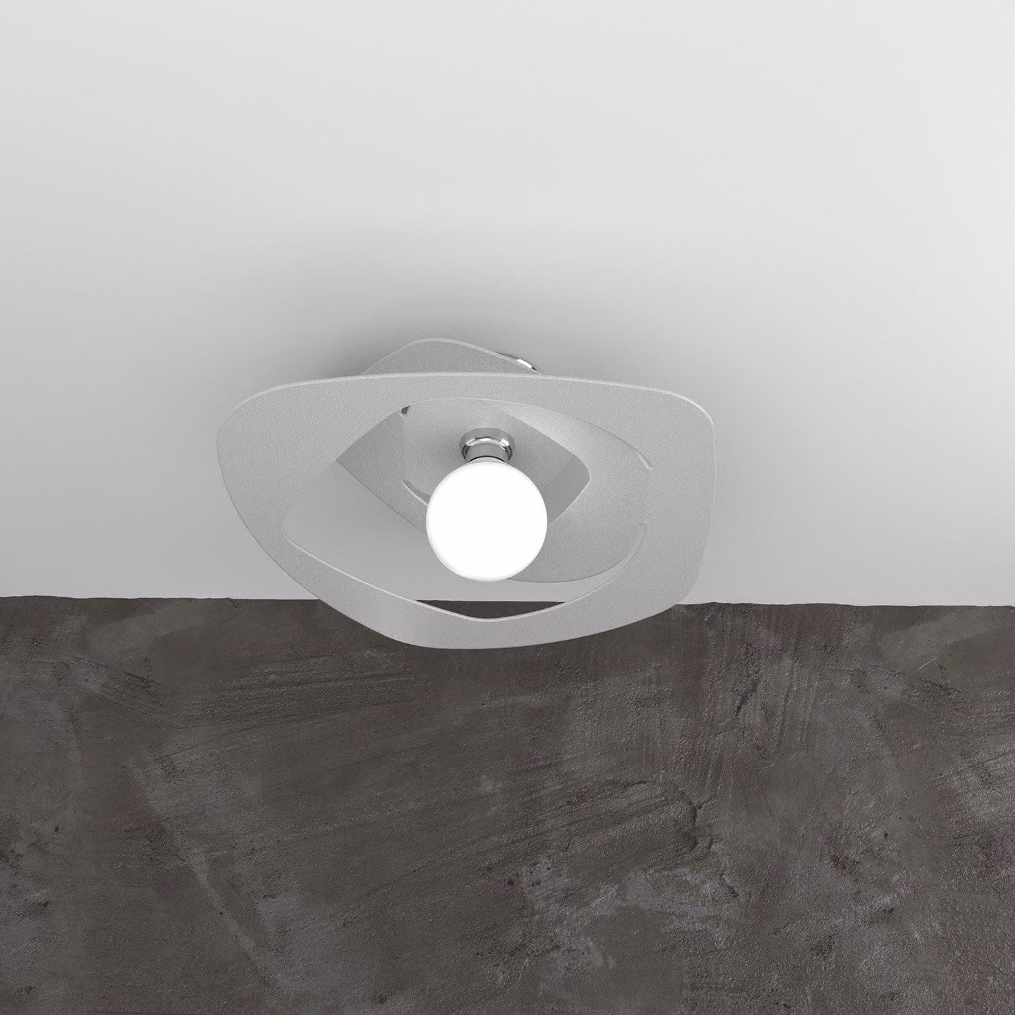 Plafoniera Moderna Warped Metallo Grigio 1 Luce E27 D.50Cm