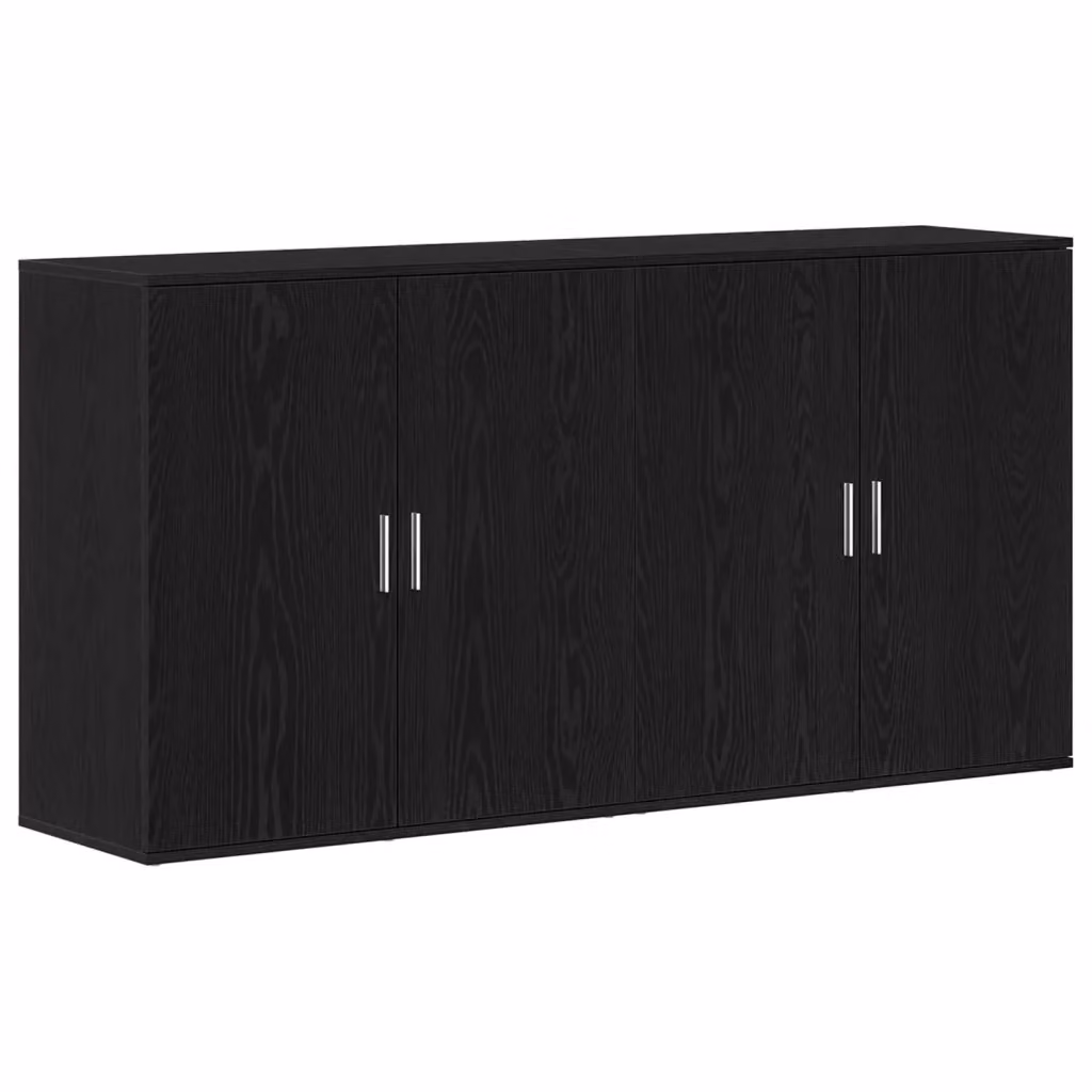 Set di 2 credenze vidaXL in legno MDF nero per soggiorno e sala da pranzo L: 79 cm, P: 38 cm, H: 80 cm – 2