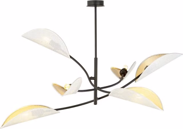 Lampadario Emibig Lotus 6 luci E14 bianco/oro dimmerabile