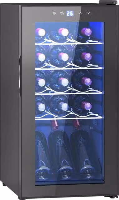 Cantinetta Vino Refrigerata per 15 Bottiglie Capacità 44L con Controllo Temperatura Nero