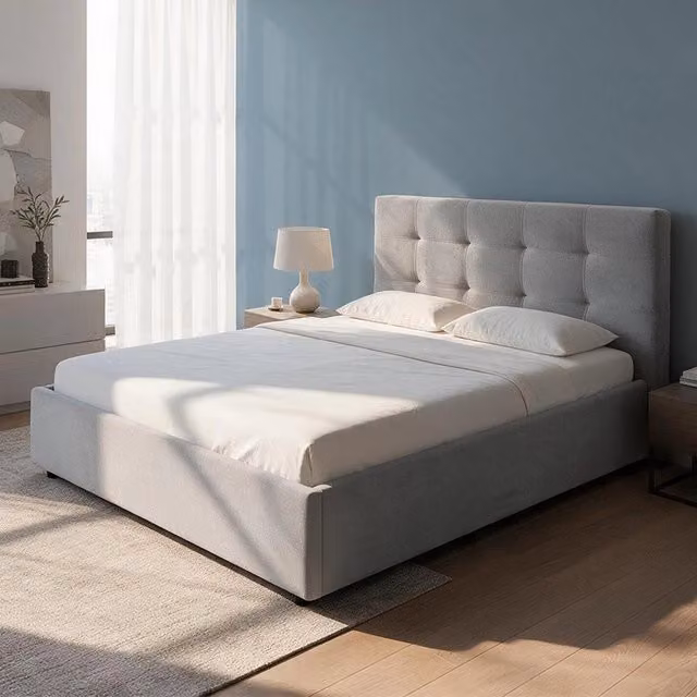 Letto una piazza e mezza con contenitore Ascoli 120x190 tessuto Enjoy colore grigio