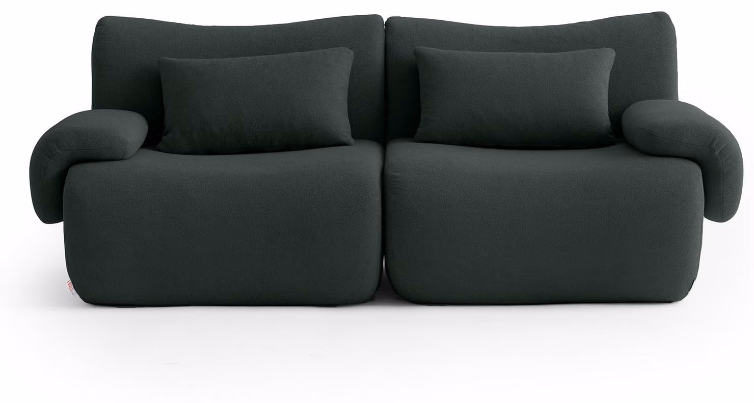 MILYSOFA SOFATIME Divano modulare lineare, a due posti, in raffinato tessuto a riccioli, verde bosco