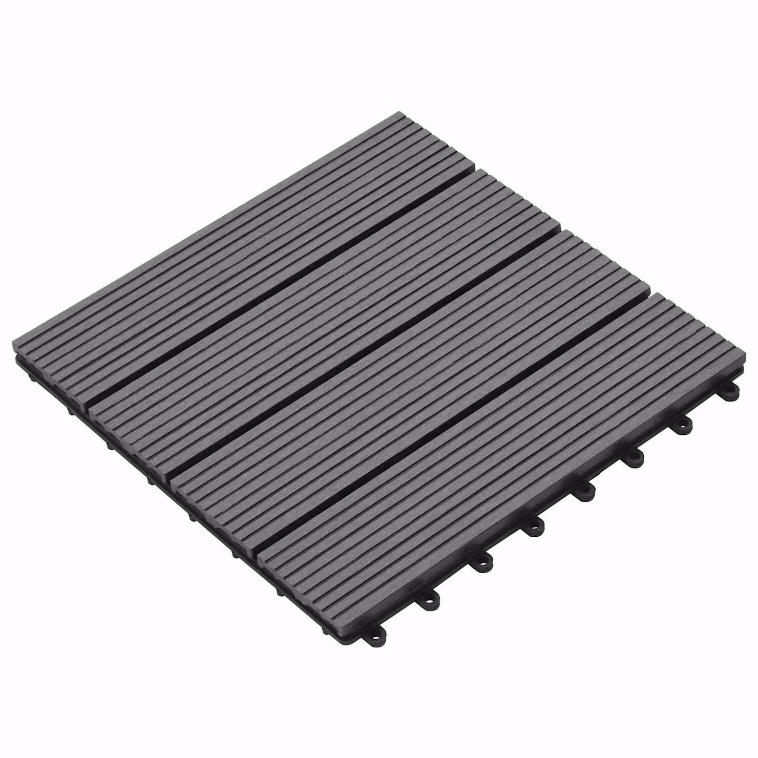 Set di 11 piastrelle per decking vidaXL in WPC grigio, 30 x 30 cm