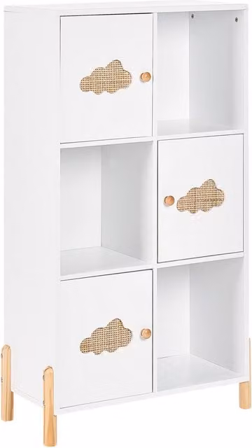 Libreria BELIANI per cameretta bambini in MDF bianco con gambe in legno di pino e design scandinavo L: 60 cm, P: 19 cm, H: 111 cm