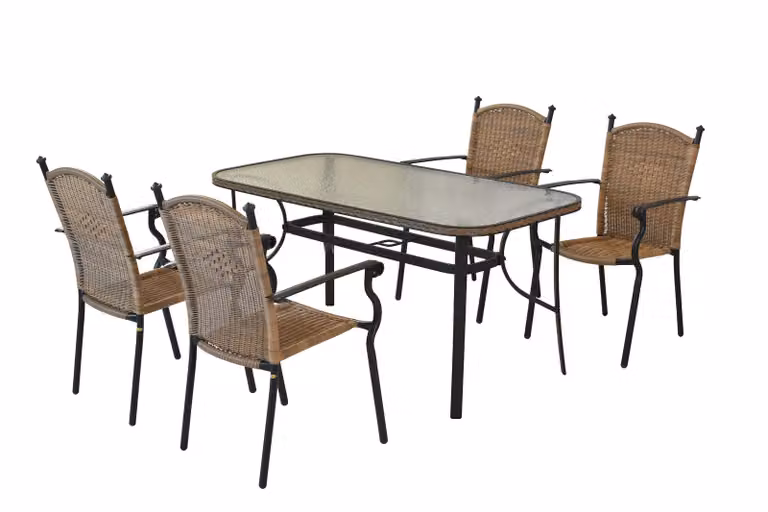 Set di mobili da giardino Merxx "Roma" 5 pezzi con tavolo 150 x 80 cm - struttura in alluminio grafite con intreccio in plastica naturale