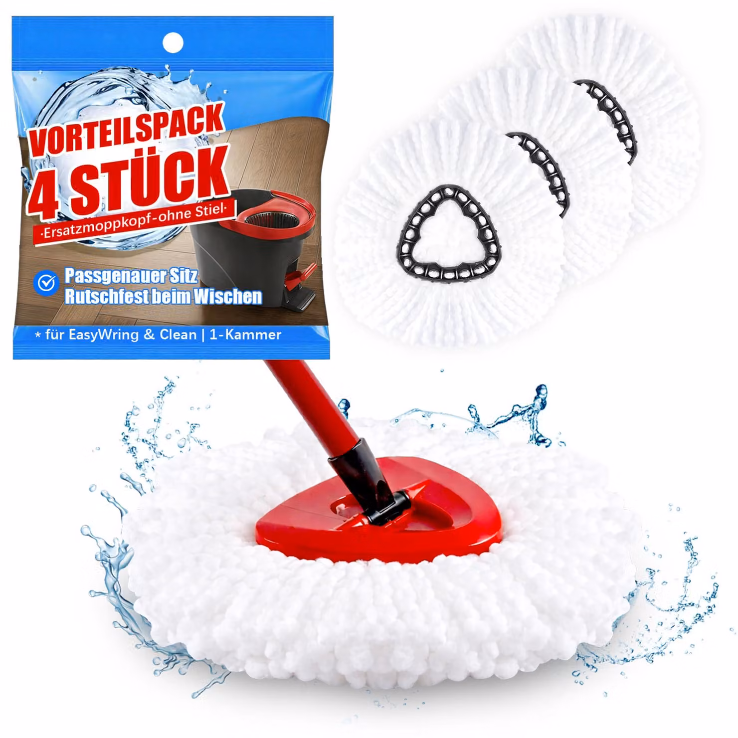 Set di 4 panni in microfibra per mop EasyWring e Clean