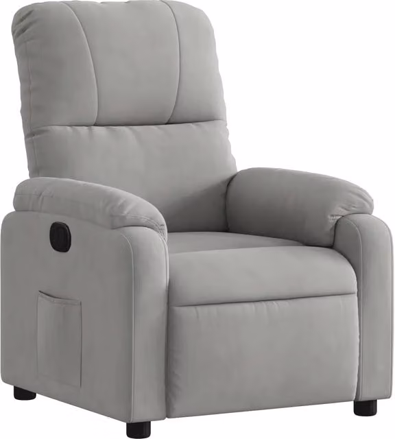 Poltrona Relax Reclinabile Moderna in Microfibra Grigia con Braccioli e Regolazione Manuale – 1