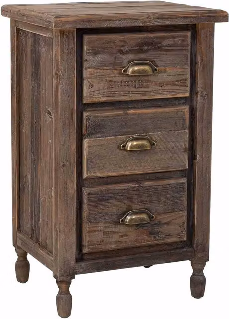 Comodino in legno con 3 cassetti 48x38x76,5