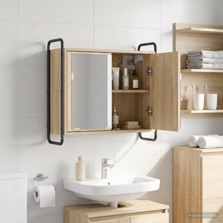 vidaXL Mobile da Bagno Appeso Rovere Sonoma 64 x 20 x 56,5 cm