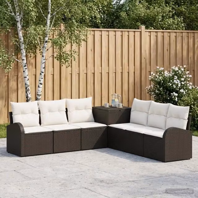 Set di divani 7 pz Nero e Bianco Crema 124 x 62 x 69 cm 3448695