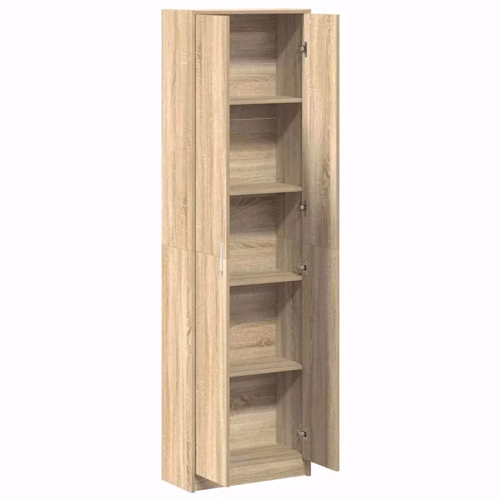 Armadio portaoggetti moderno in legno rovere color marrone con 5 ripiani per camera da letto L/P/H: 55 x 25 x 189 cm – 2