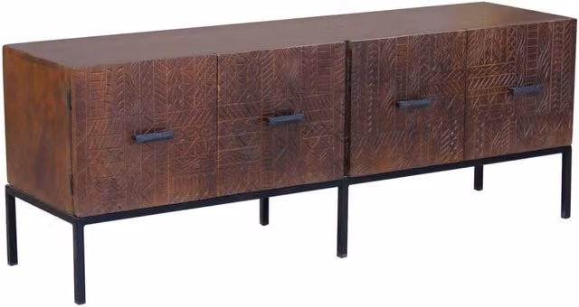 Porta tv con decoro 4 ante in Legno Metallo cm 150x40x55 - LUDO