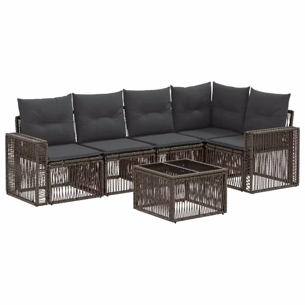 Set Divano da Giardino a L con Tavolino vidaXL, 6 Pezzi, Grigio e Antracite, in Polyrattan con Cuscini Inclusi – 2