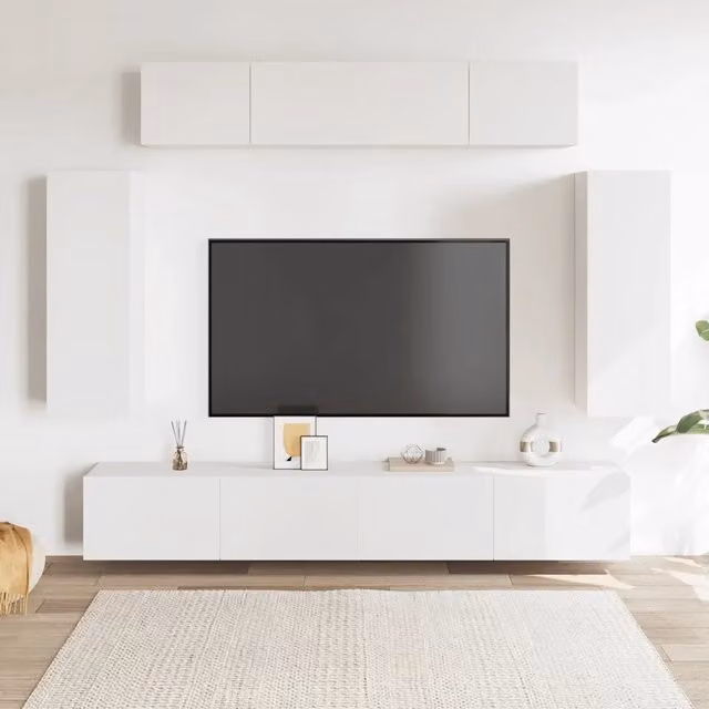 Set di mobili porta TV vidaXL da 6 pezzi in legno multistrato bianco opaco per soggiorno