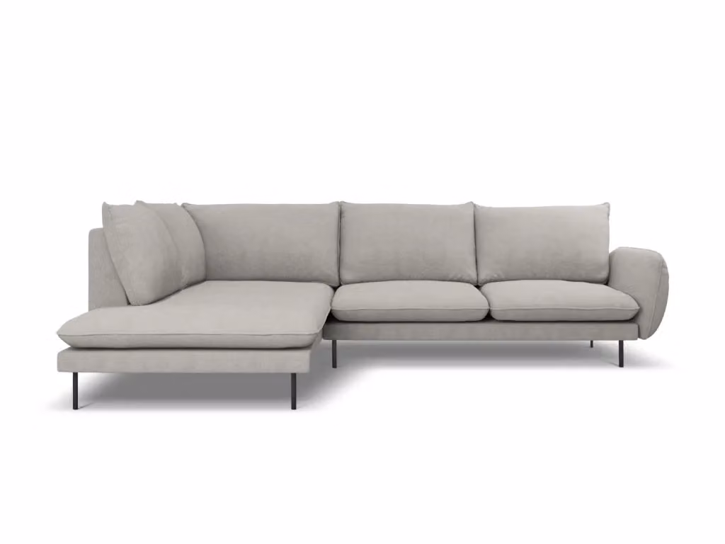 Divano angolare sinistro Vienna Cosmopolitan Design da 6 posti in tessuto grigio con struttura in metallo L/P/H: 275 x 185 x 95 cm – 2