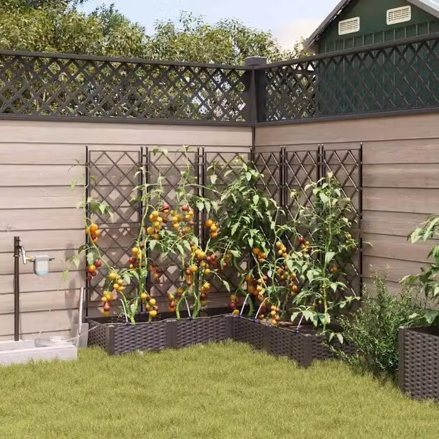 Vaso da giardino 5 pz Marrone 120 x 120 x 126 cm PP 42002832