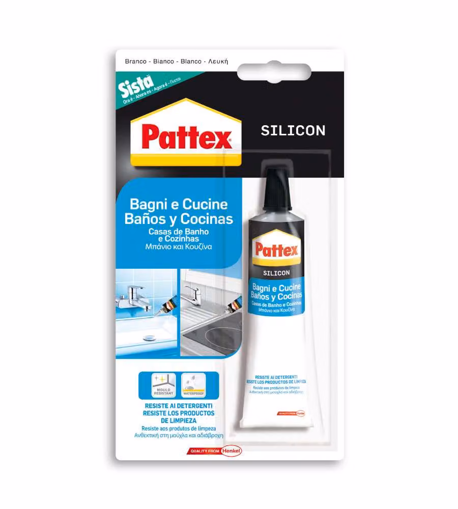 Pattex Sigillante Siliconico Grigio 60 ml per Bagni e Cucine Impermeabile